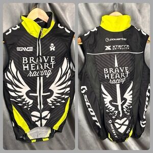 Betty Designs Braveheart Skull Wind Vest Small Full Zip Jersey Black Cycling NEW